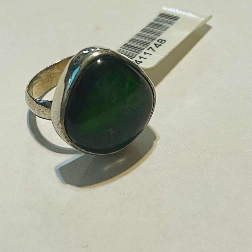 Sterling Silver Ammolite FreeForm Ring Size 7